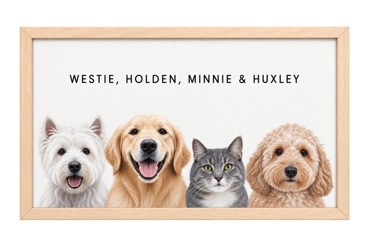 Custom Four Pet Portrait — gallery 04 — Dear Paw Studio