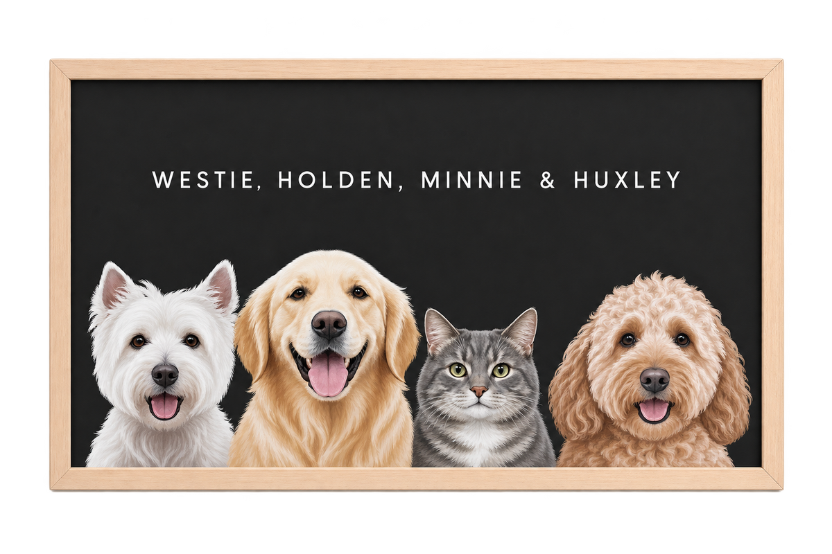 Custom Four Pet Portrait — gallery 12 — Dear Paw Studio