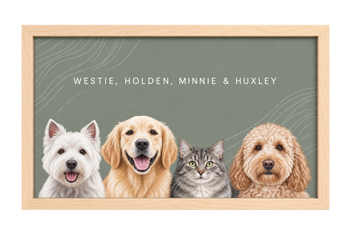 Custom Four Pet Portrait — gallery 16 — Dear Paw Studio