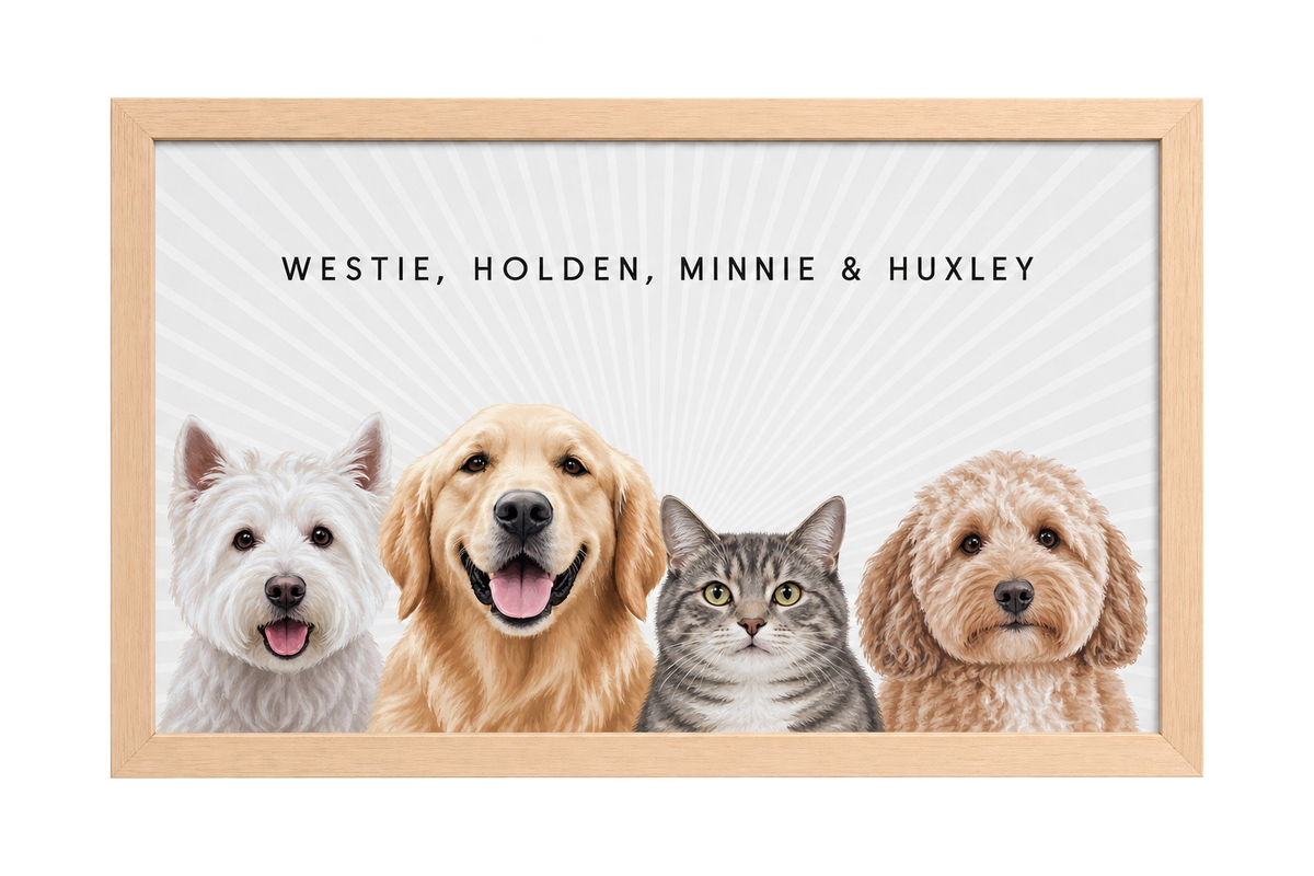 Custom Four Pet Portrait — gallery 24 — Dear Paw Studio