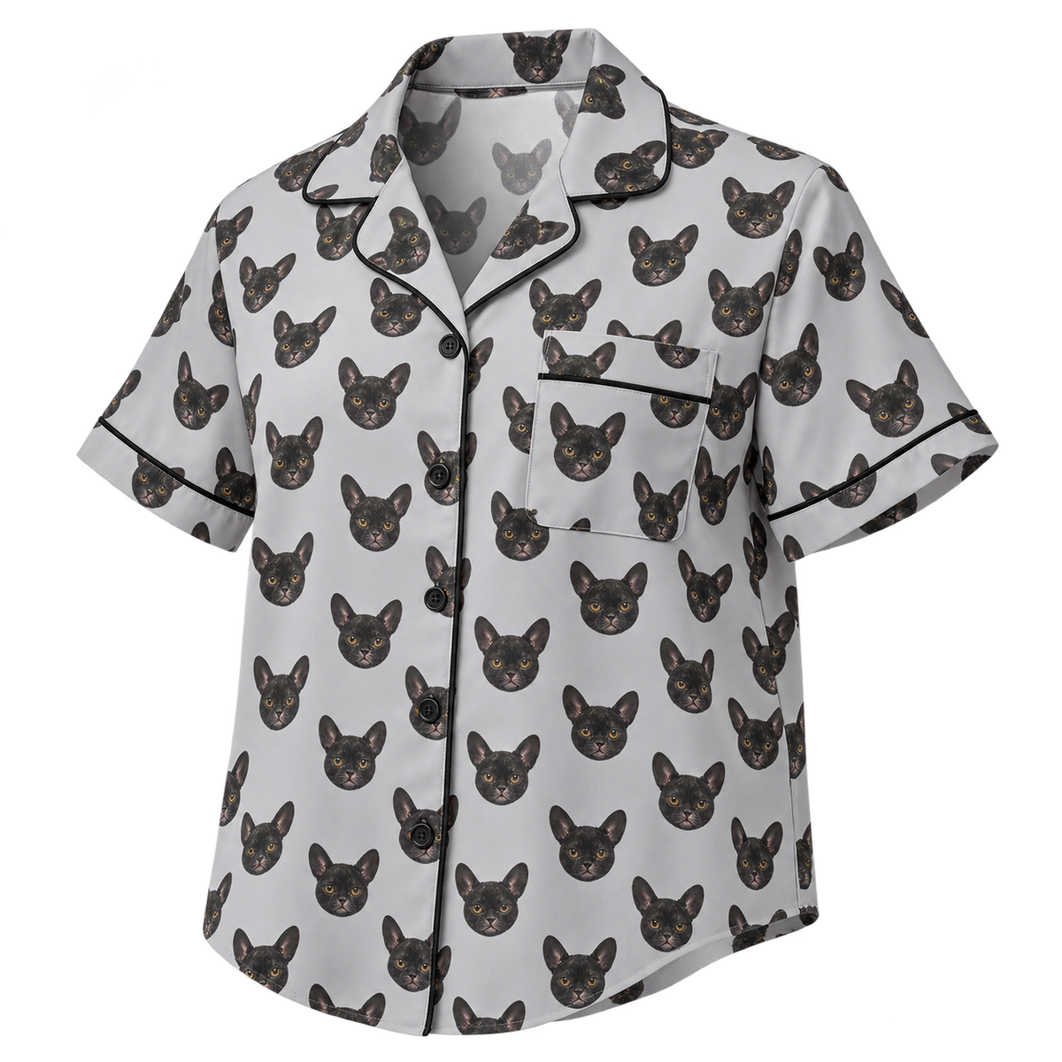 Custom Pet Face Pajama Short Sleeve Shirt — gallery 05 — Dear Paw Studio