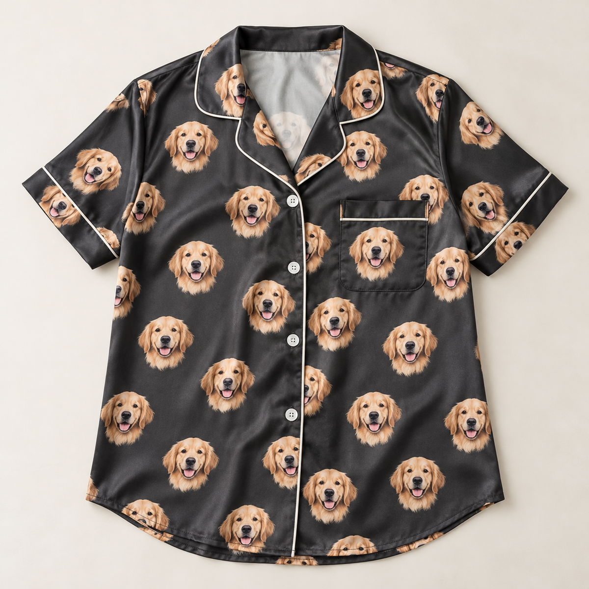 Custom Pet Face Pajama Short Sleeve Shirt — Dear Paw Studio