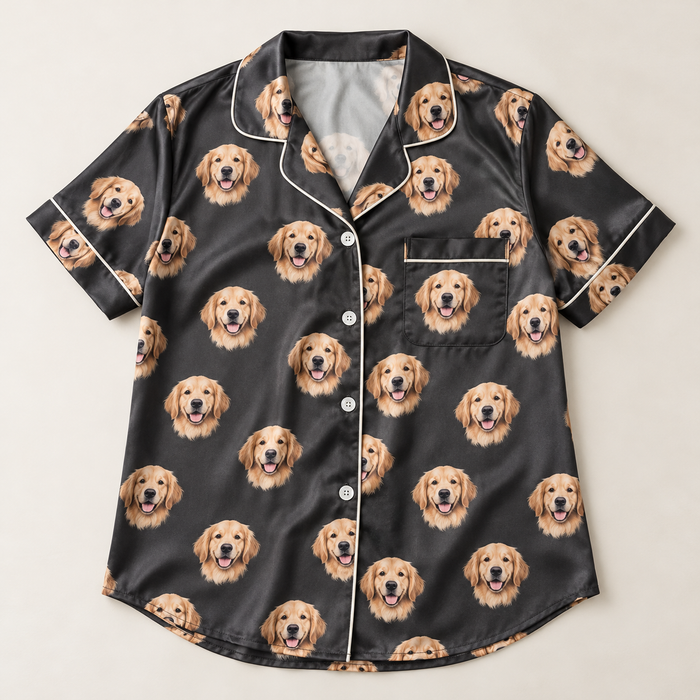 Custom Pet Face Pajama Short Sleeve Shirt — Dear Paw Studio