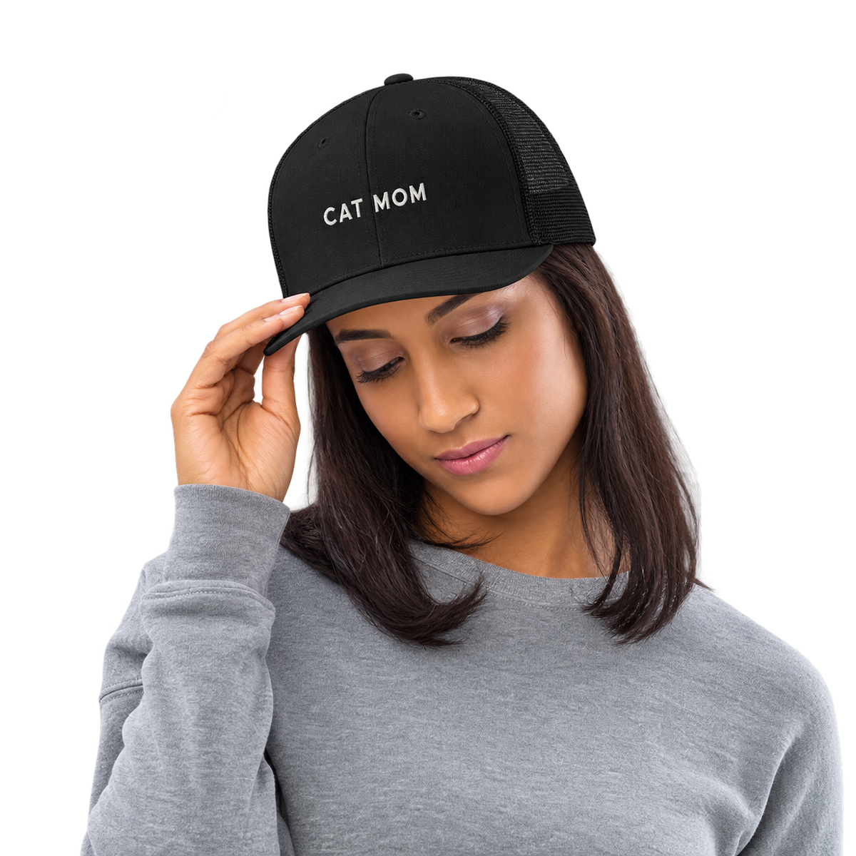 Cat Mom Embroidered Trucker Hat — gallery cat-mom-embroidered-trucker-hat — Dear Paw Studio