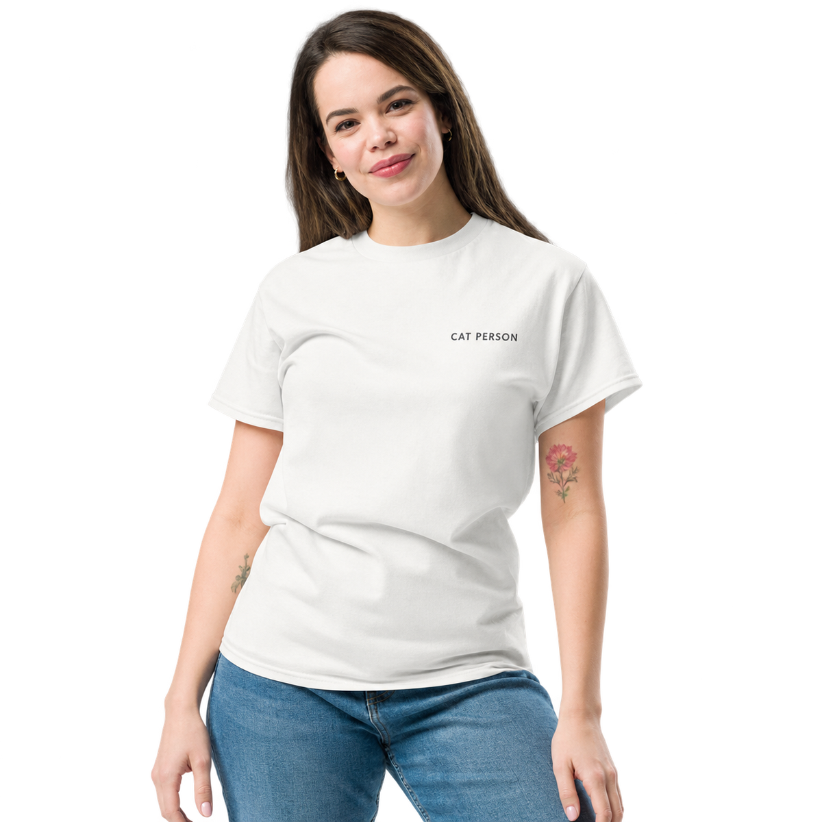 Cat Person Embroidered T-Shirt — gallery cat-person-embroidered-t-shirt — Dear Paw Studio