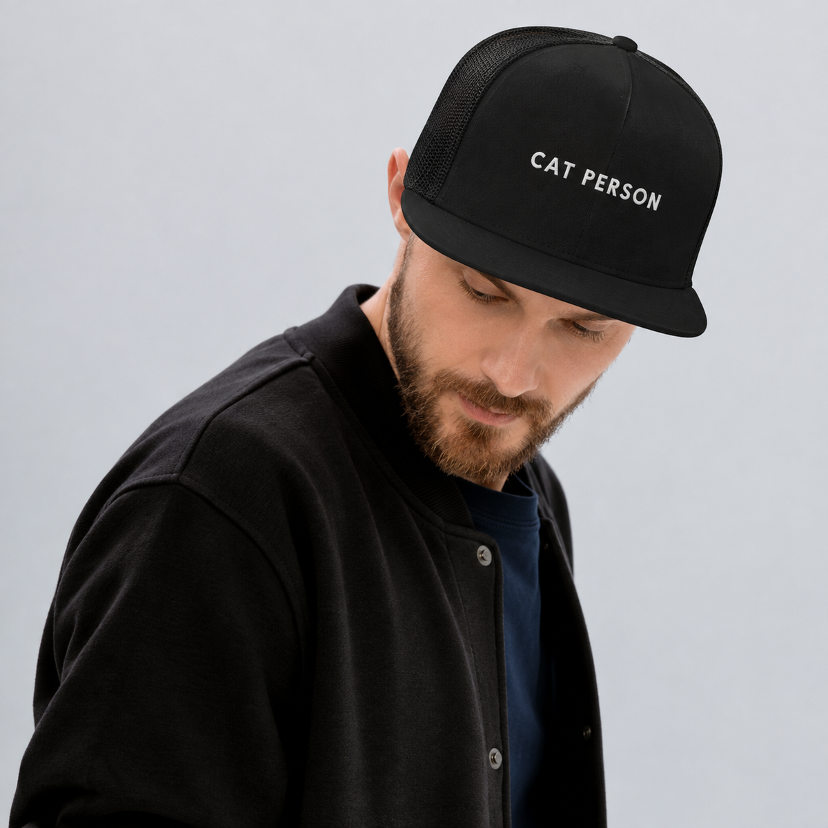 Cat Person Embroidered Trucker Hat — gallery cat-person-embroidered-trucker-hat — Dear Paw Studio