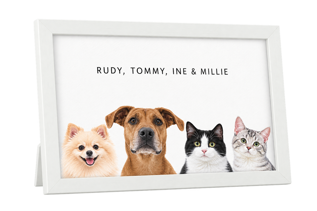 Custom Desktop Four Pet Portrait — gallery 02 — Dear Paw Studio