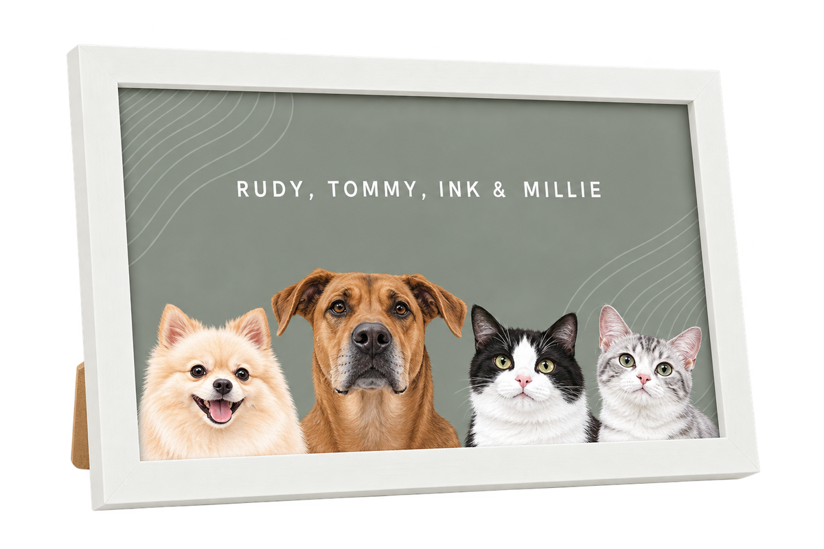 Custom Desktop Four Pet Portrait — gallery 18 — Dear Paw Studio