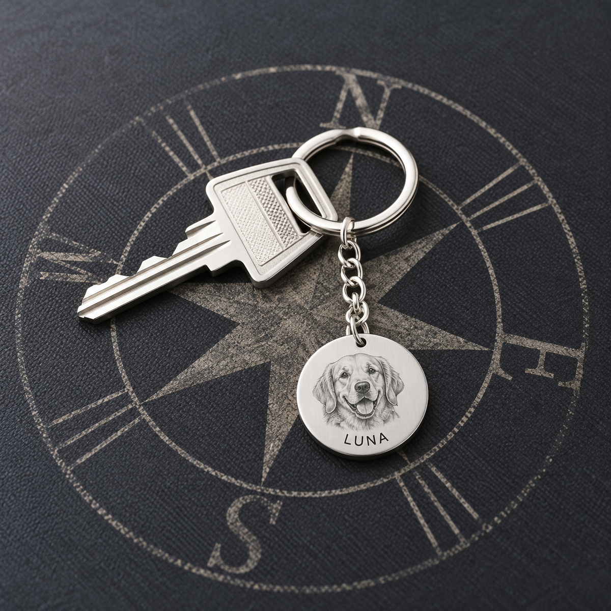 Custom Engraved Pet Portrait Keychain — gallery 04 — Dear Paw Studio