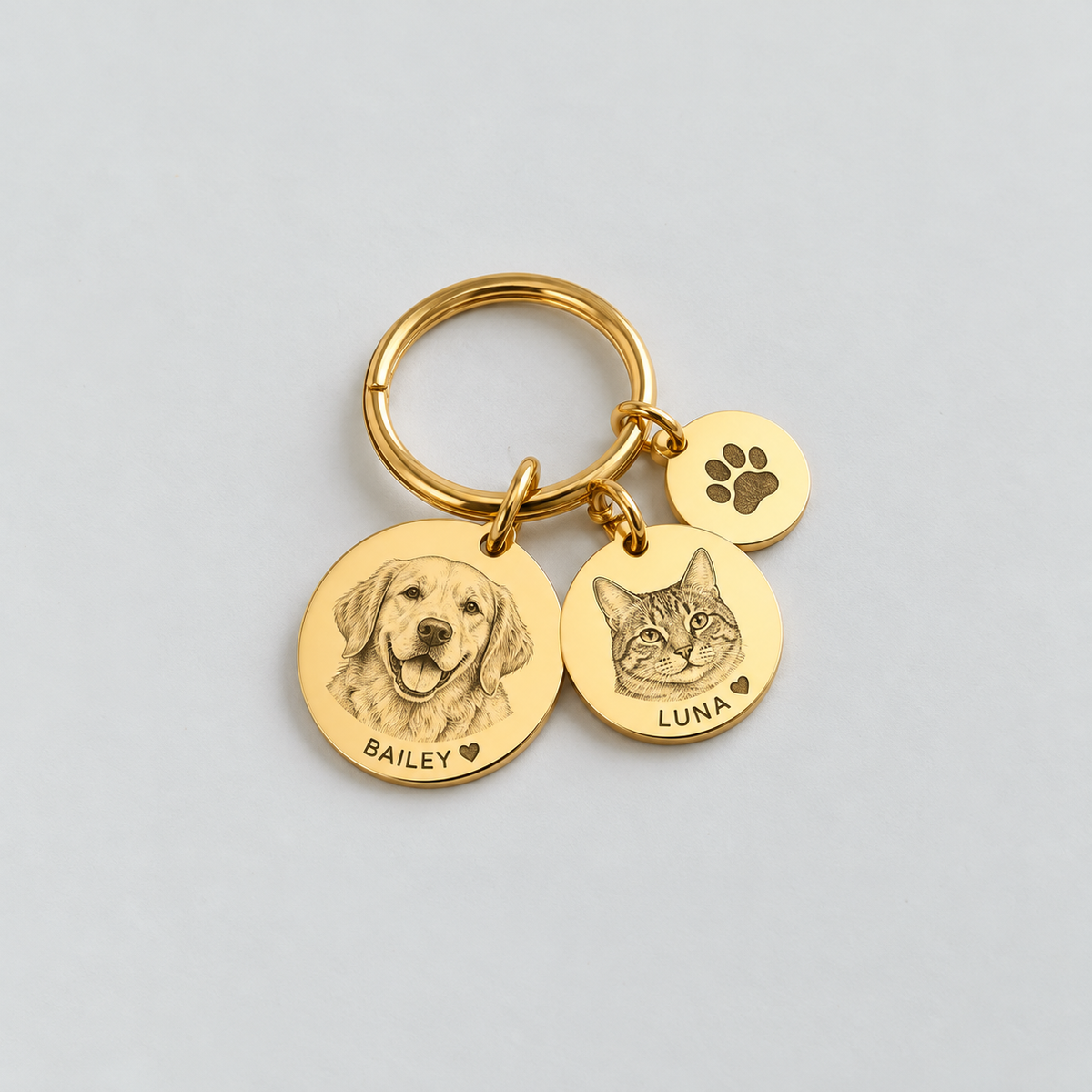 Custom Engraved Pet Portrait Keychain — gallery custom-engraved-pet-portrait-keychain — Dear Paw Studio