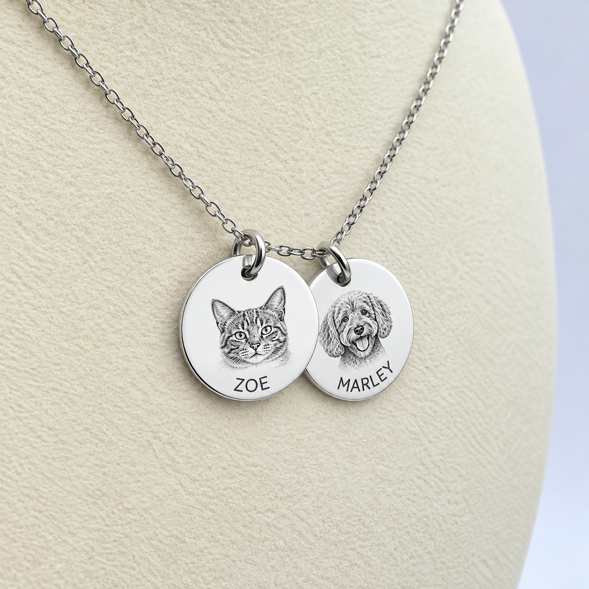 Custom Engraved Pet Portrait Necklace — gallery 07 — Dear Paw Studio