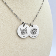 Custom Engraved Pet Portrait Necklace — gallery 07 — Dear Paw Studio