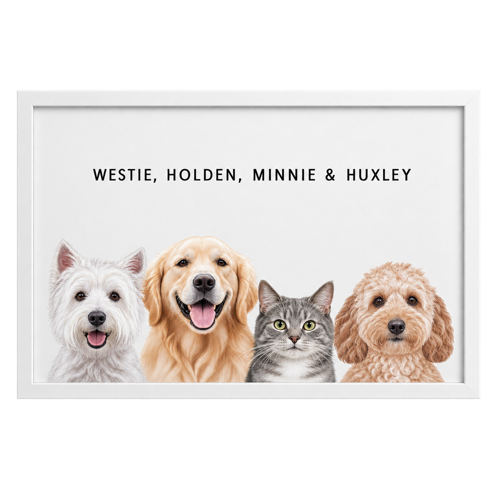 Custom Four Pet Portrait — gallery 02 — Dear Paw Studio