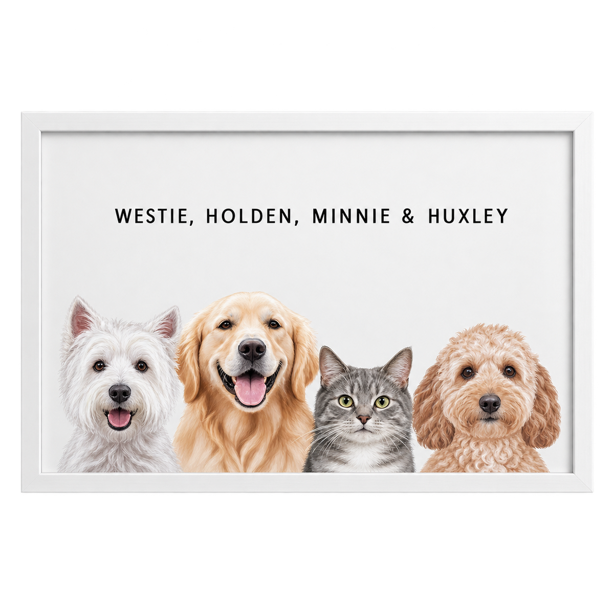 Custom Four Pet Portrait — gallery 02 — Dear Paw Studio