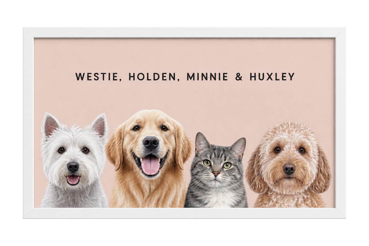 Custom Four Pet Portrait — gallery 06 — Dear Paw Studio