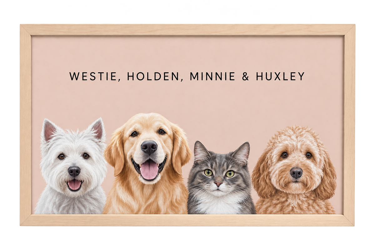 Custom Four Pet Portrait — gallery 08 — Dear Paw Studio