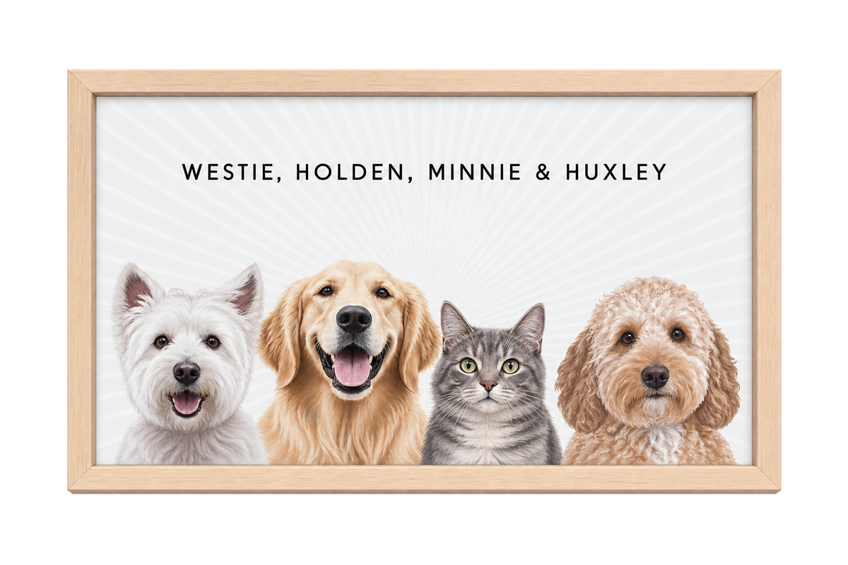 Custom Four Pet Portrait — gallery 22 — Dear Paw Studio
