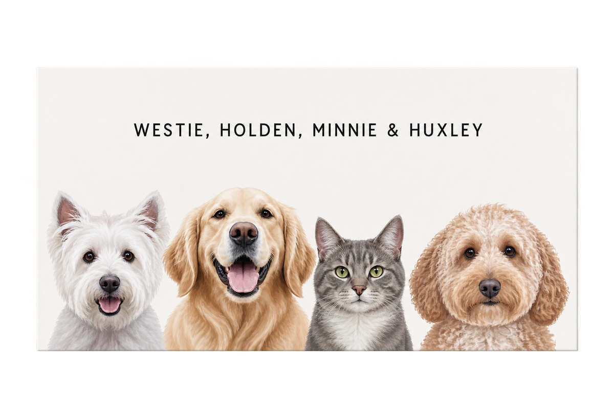 Custom Four Pet Portrait — gallery 25 — Dear Paw Studio