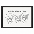 Custom Three Pet Line Drawing Portrait — gallery custom-line-drawing-three-pet-portrait — Dear Paw Studio