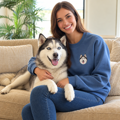 Custom Embroidered Pet Crewneck — gallery custom-pet-embroidery-crewneck — Dear Paw Studio
