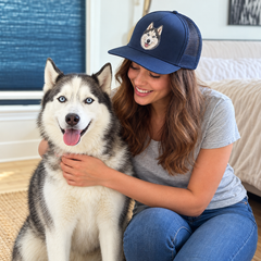 Custom Embroidered Pet Trucker Hat — gallery custom-pet-embroidery-trucker-hat — Dear Paw Studio