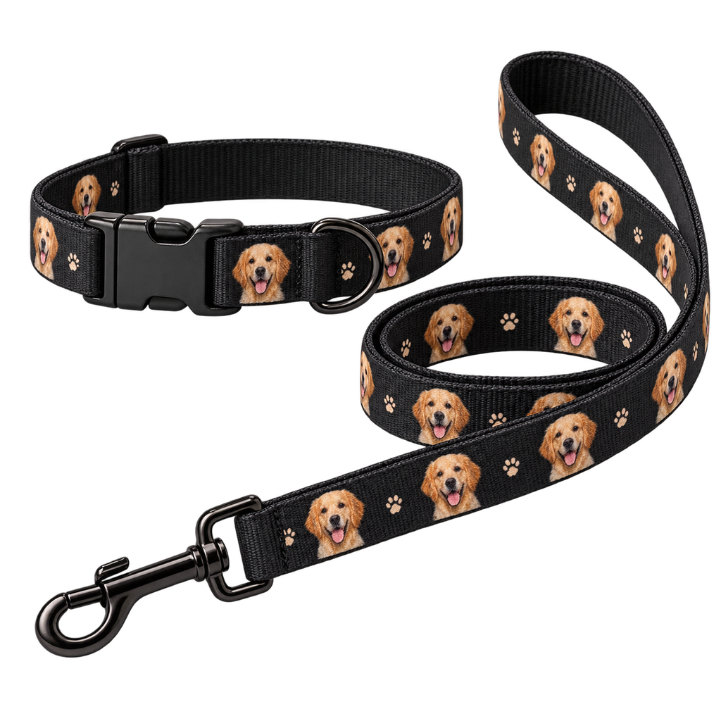Custom Pet Portrait Collar & Leash — gallery custom-pet-portrait-collar-leash — Dear Paw Studio