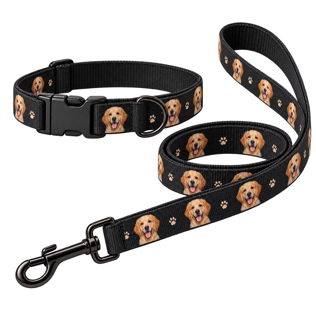 Custom Pet Portrait Collar & Leash — gallery custom-pet-portrait-collar-leash — Dear Paw Studio