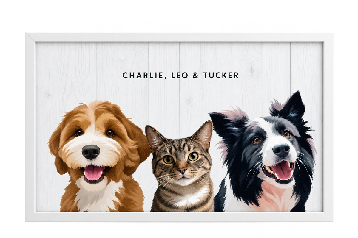 Custom Three Pet Portrait — gallery 04 — Dear Paw Studio