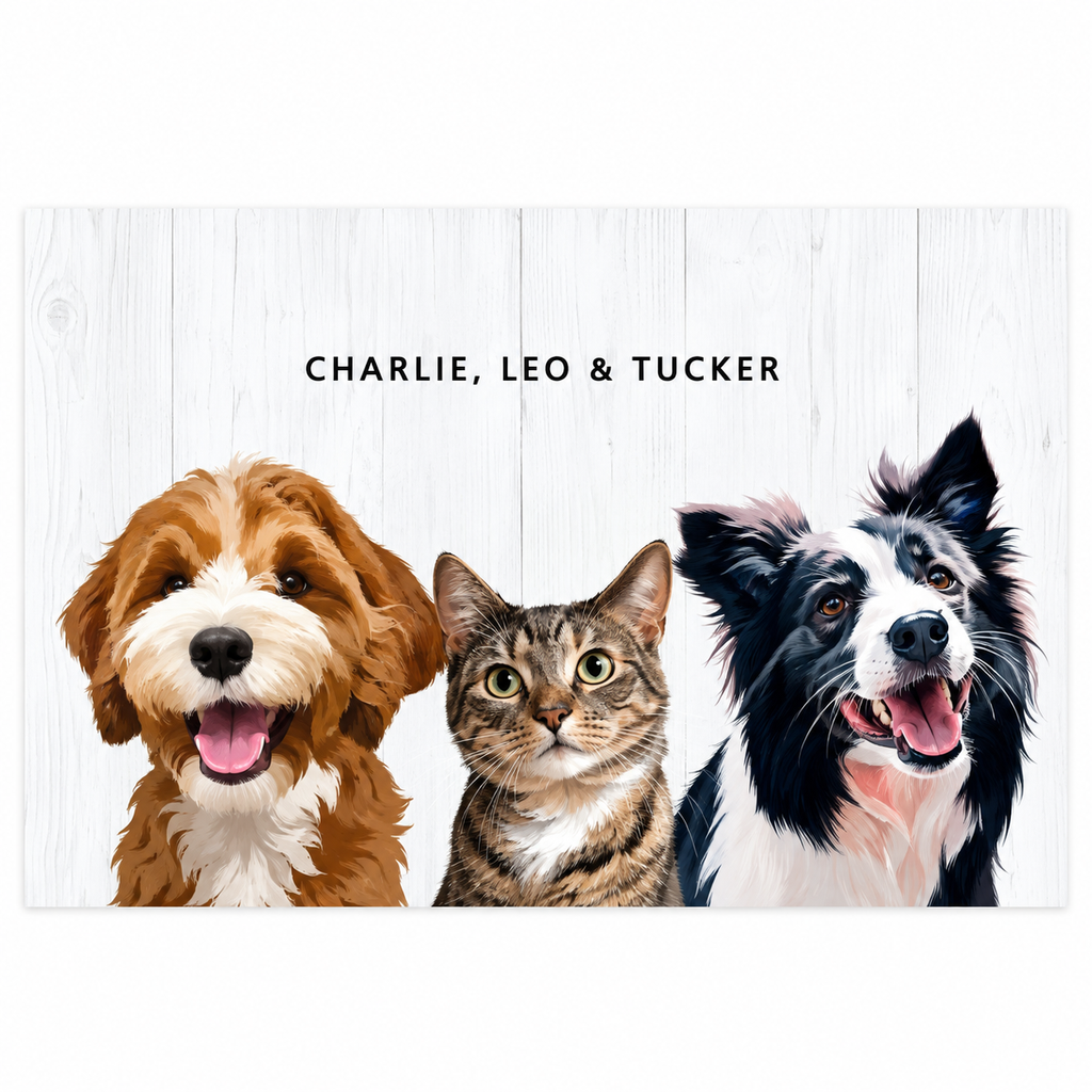 Custom Three Pet Portrait — gallery 05 — Dear Paw Studio