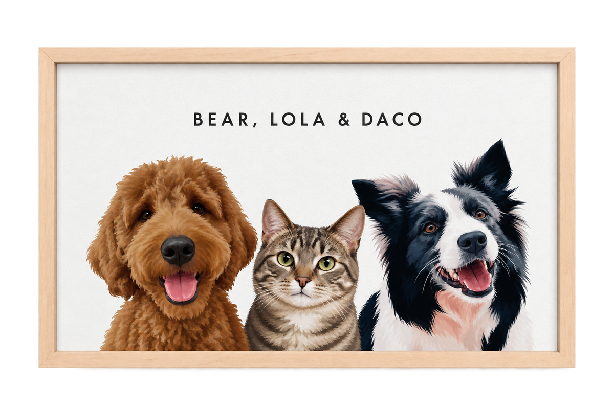 Custom Three Pet Portrait — gallery 23 — Dear Paw Studio
