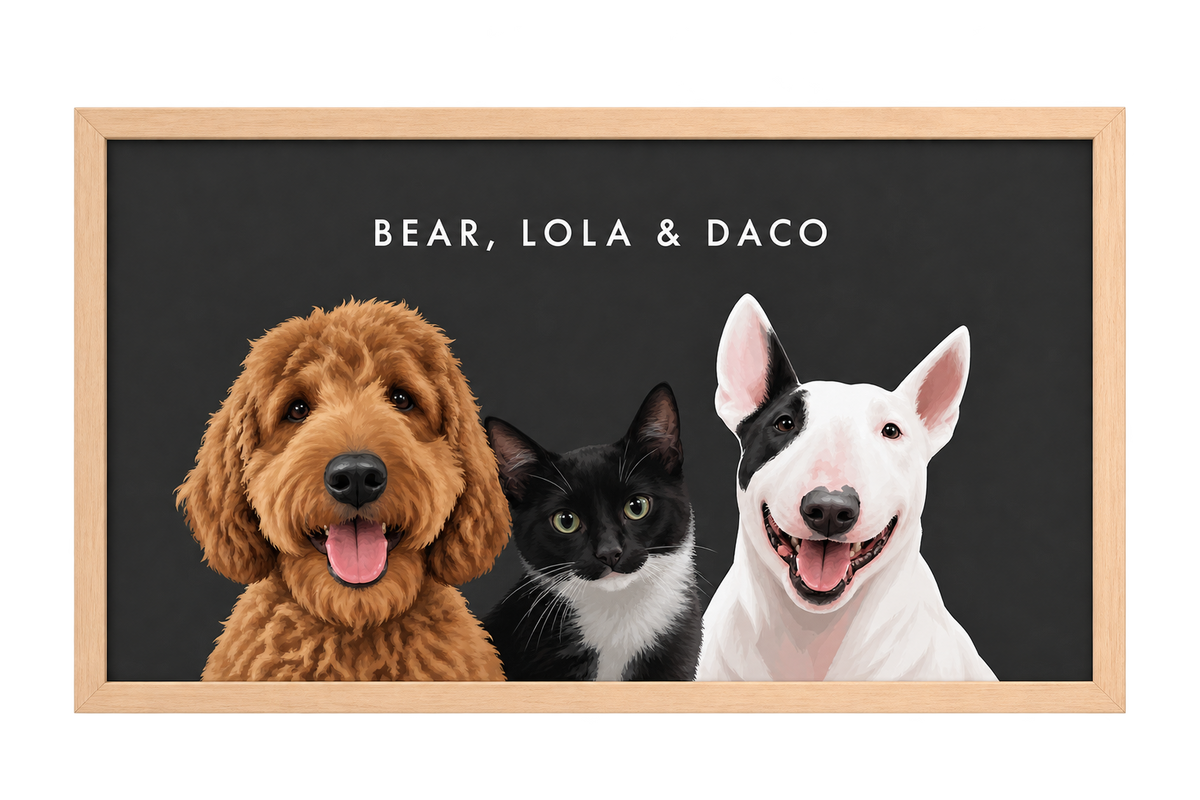 Custom Three Pet Portrait — gallery 25 — Dear Paw Studio