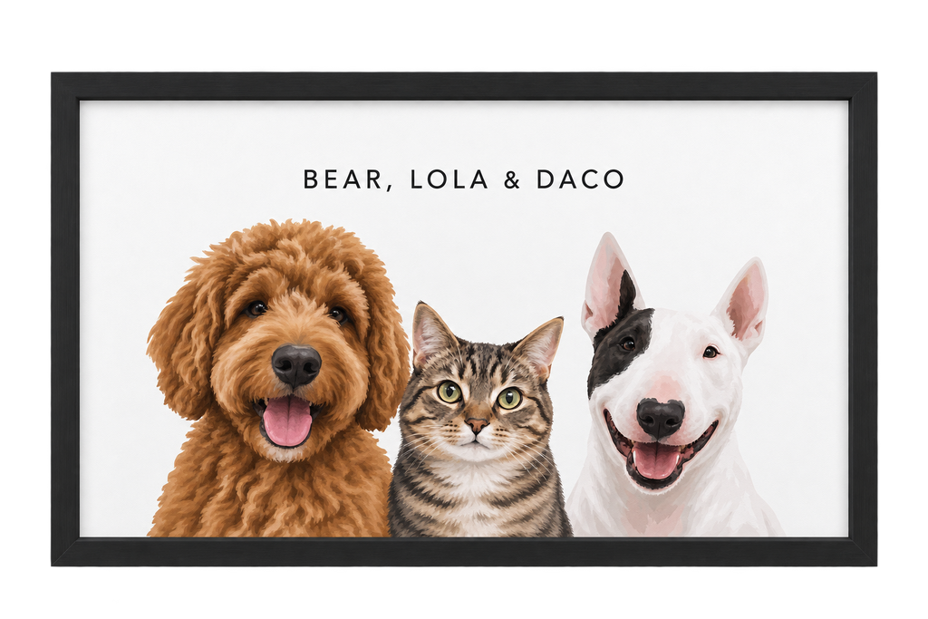 Custom Three Pet Portrait — gallery custom-three-pet-portrait — Dear Paw Studio