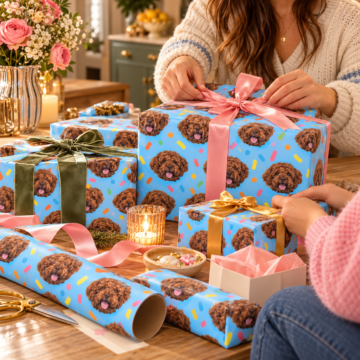 Custom One Pet Portrait Wrapping Paper — gallery 24 — Dear Paw Studio
