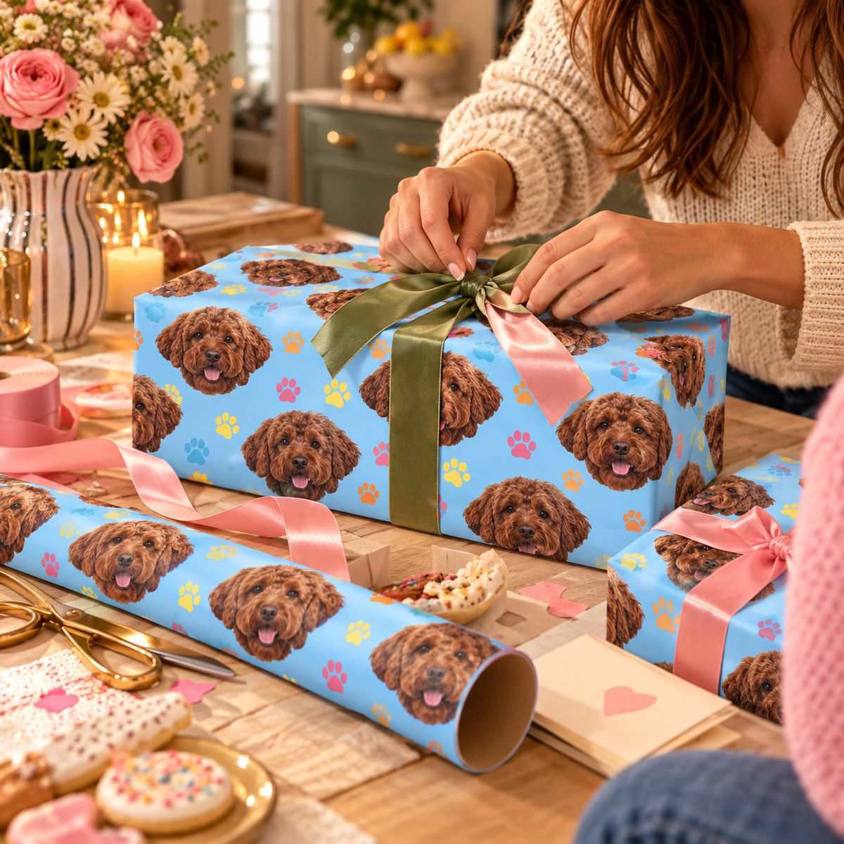 Custom One Pet Portrait Wrapping Paper — gallery 25 — Dear Paw Studio