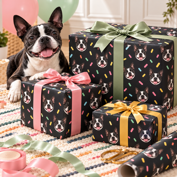 Custom One Pet Portrait Wrapping Paper — gallery wrapping-paper — Dear Paw Studio