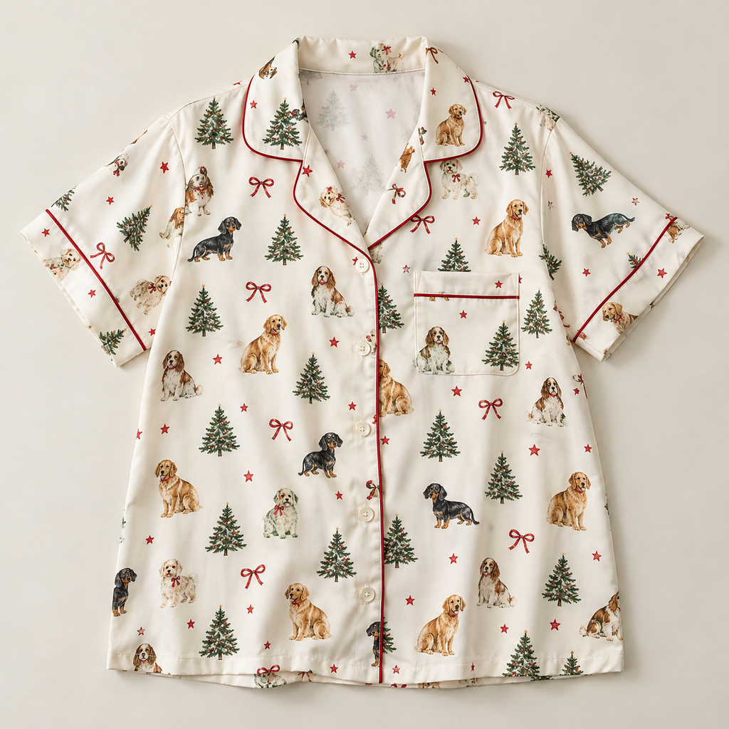 Pet Inspired Print Pajama Short Sleeve Shirt — Dear Paw Studio