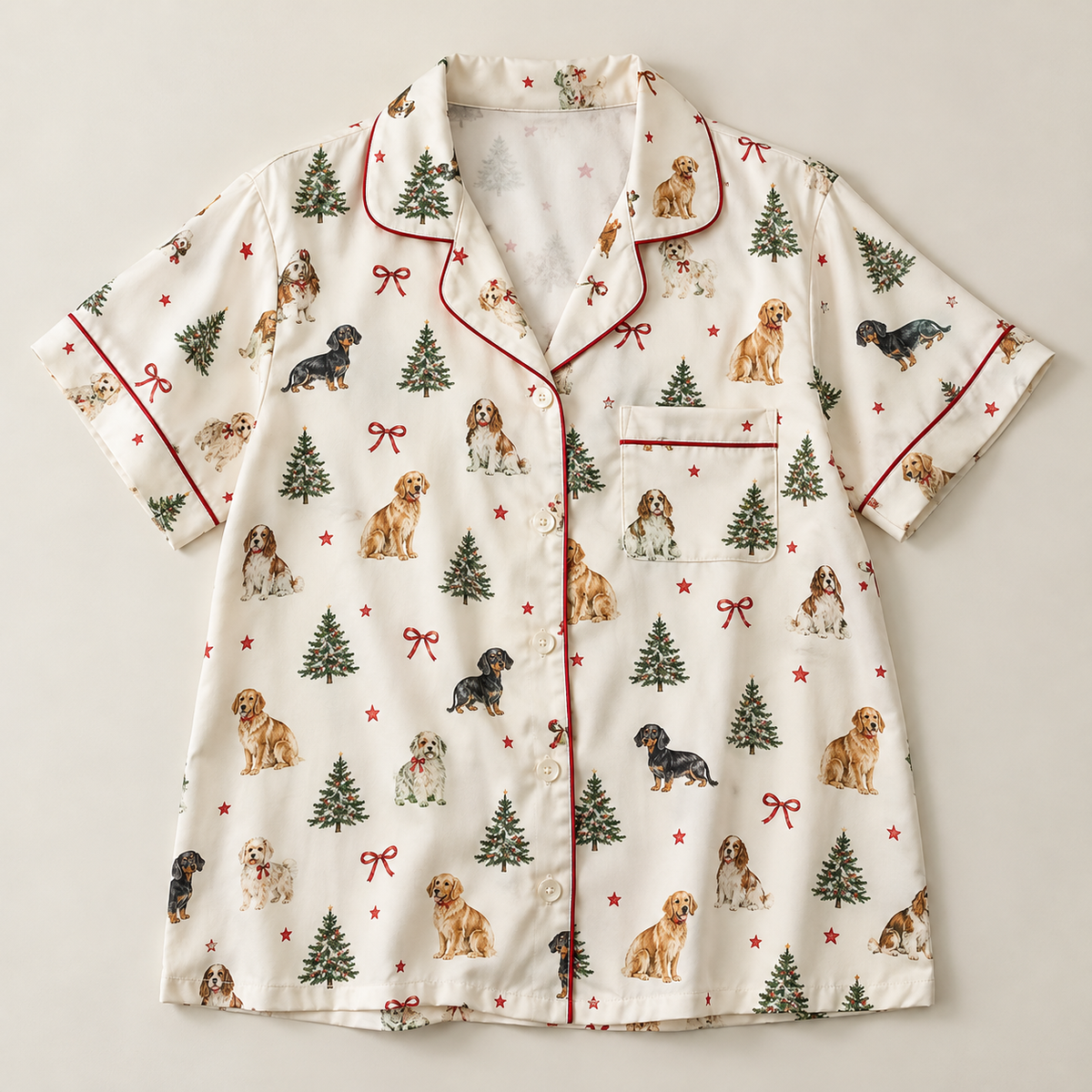 Pet Inspired Print Pajama Short Sleeve Shirt — Dear Paw Studio